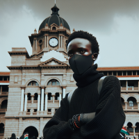 masked Kenyan youth wearing black protesting against finance bill 2024 before kenyan parliament 